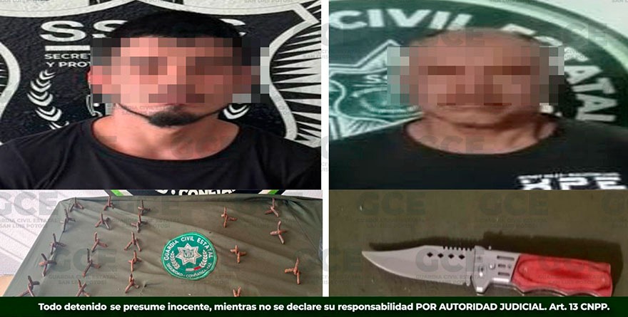 Detiene Guardia Civil a Erwin y Albino por traer ponchallantas y navajas