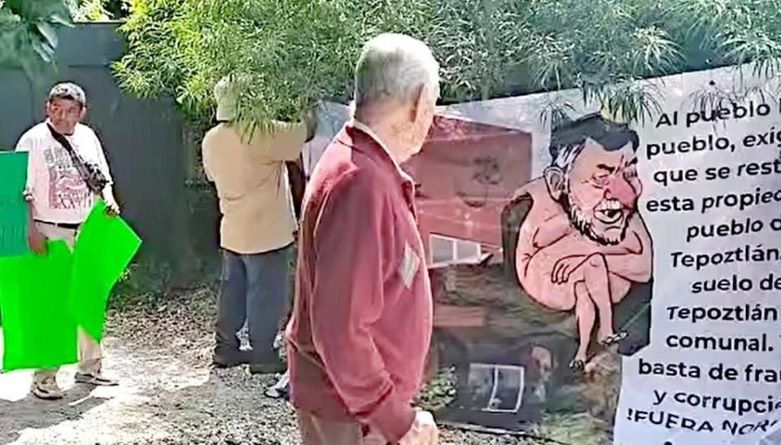 Protestan tepoztecos en la casa de Noroña