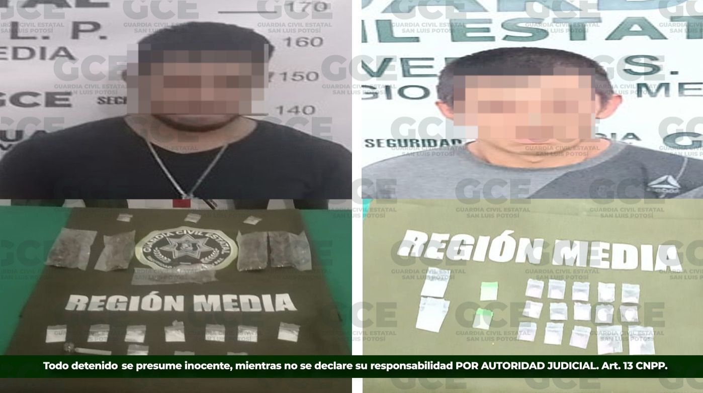 Detienen a José y Luis: traían polvos, pastillas y cristal 