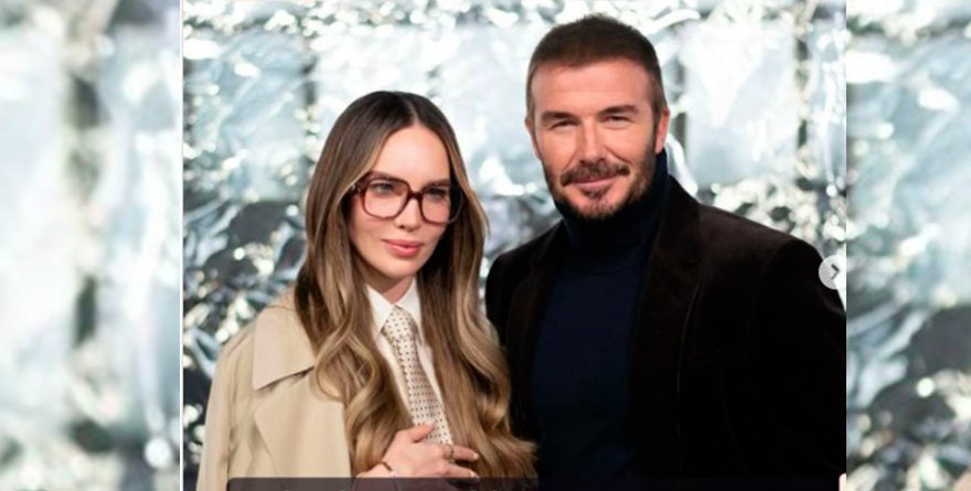 Deslumbran Belinda  y David Beckham  en desfile de Milán