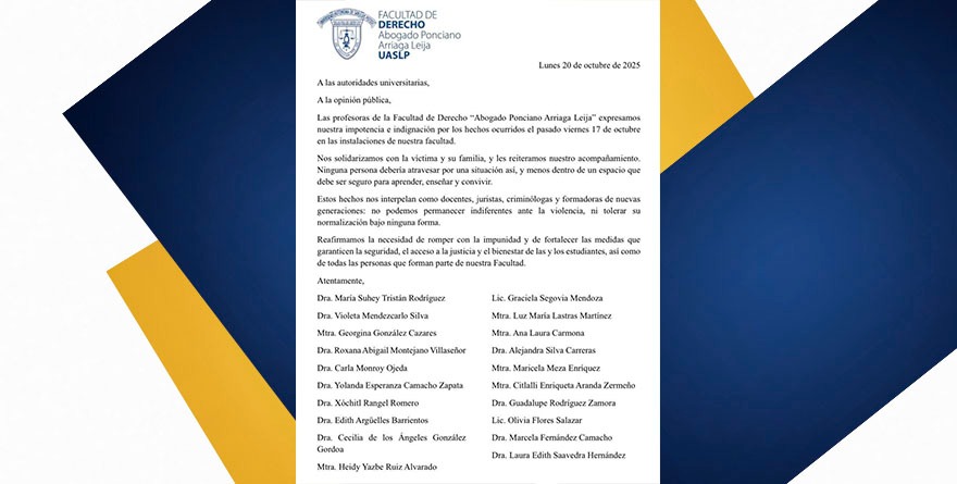 Docentes de UASLP ciegos, sordos y mudos a acoso sexual sistemático