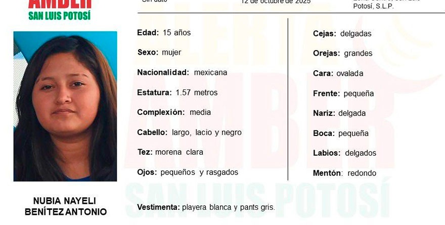 Activan Alerta Amber por Nubia