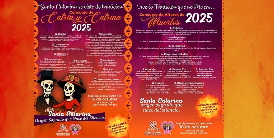 Santa Catarina le pone color a la tradición: ¡Llegan los concursos de Día de Muertos!