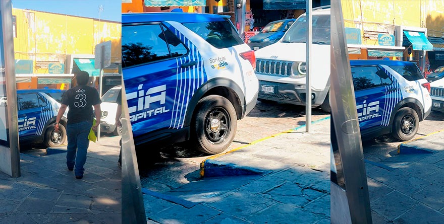 POLICÍA AMABLE BLOQUEA RAMPA MIENTRAS LA POBLACIÓN VULNERABLE OBSERVA