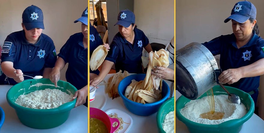 Honran a los caídos, con tamales, uniforme y su altar