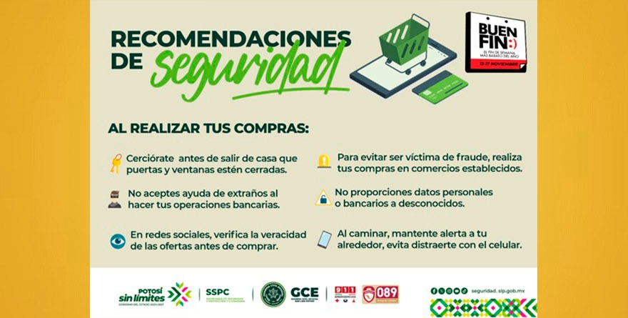 Secretaría de Seguridad emite recomendaciones por Buen Fin