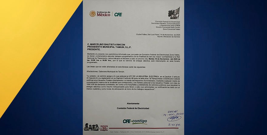 Tiene hoy Tamuín apagón de  6 horas