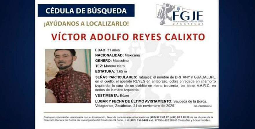 YA ESTÁ IDENTIFICADO UNO DE LOS SIETE CUERPOS ENCONTRADOS EN ZACATECAS