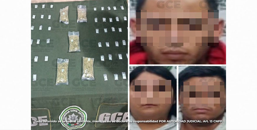 EN MUNICIPIO DE SANTA MARÍA, AGENTES DE GCE DETIENEN A TRES PRESUNTOS CON SUSTANCIAS NOCIVAS