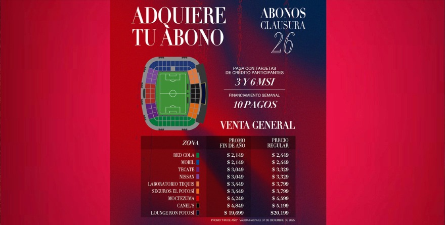 Precios de Abonos, Clausura 2026