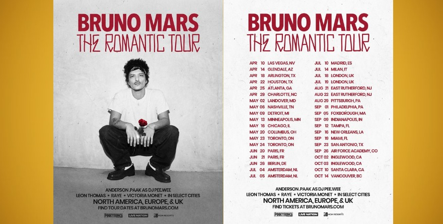 CONFIRMA BRUNO MARS GIRA GLOBAL PARA PRESENTAR NUEVO ÁLBUM