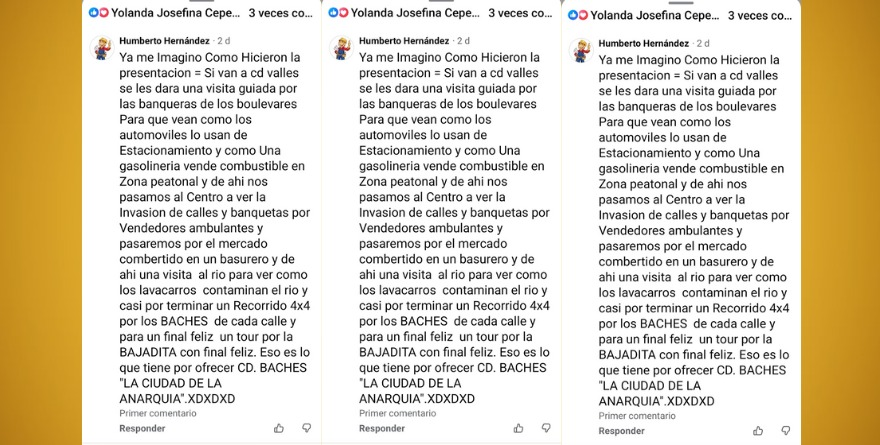 Ironizan situación de anarquía en Valles