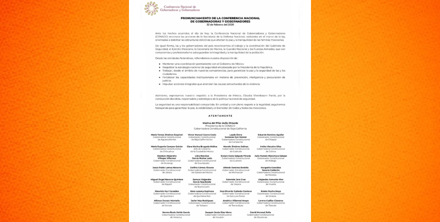 CONAGO RESPALDA ACCIONES DE SEDENA POR LA PAZ