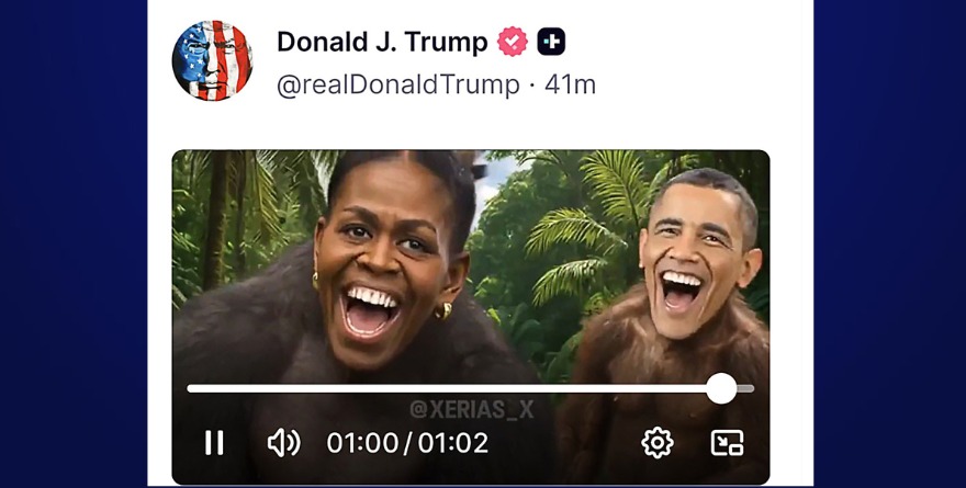 EXHIBE TRUMP A LOS OBAMA COMO SIMIOS