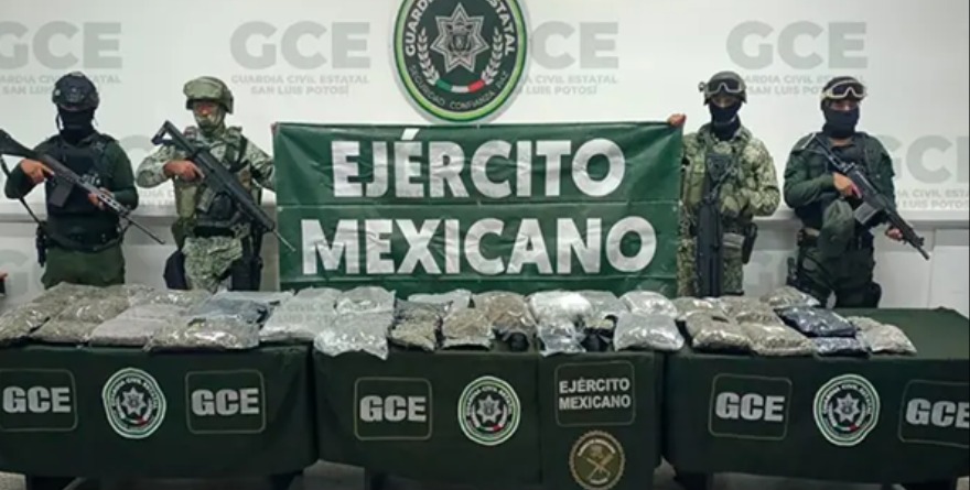 Aseguran 17 kilos de mota en Villa de Reyes