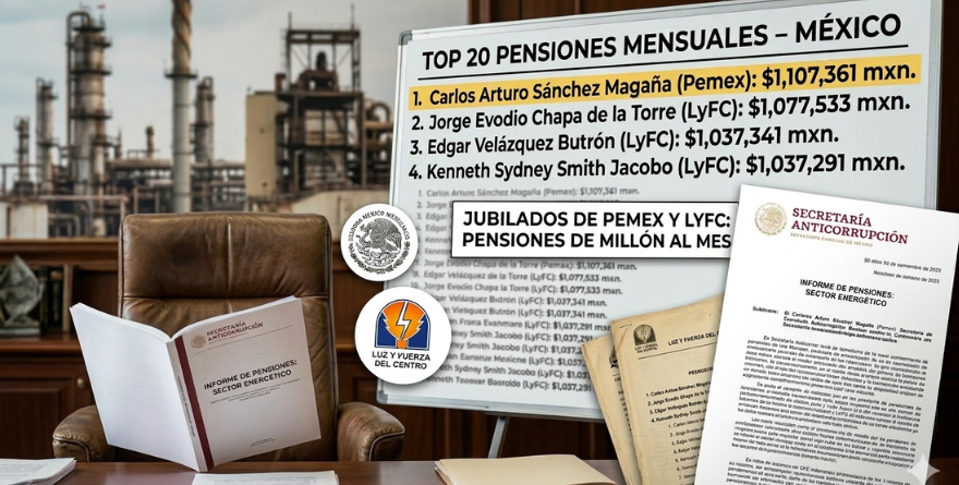 TIENEN JUBILADOS DE PEMEX Y LYFC PENSIONES DE MILLÓN AL MES