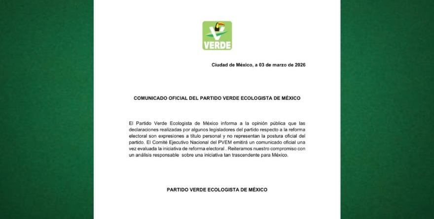 SE DESLINDA PVEM DE DICHOS DE LEGISLADORES SOBRE REFORMA