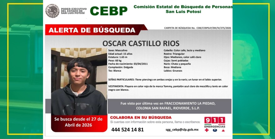 Urgente: Buscan a Oscar Castillo en Rioverde