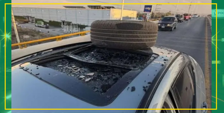 Llanta voladora le destroza el techo