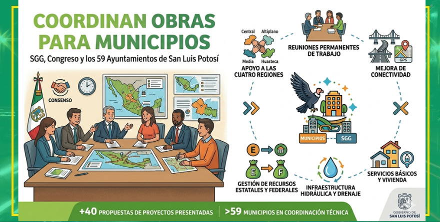 Coordinan obras para municipios