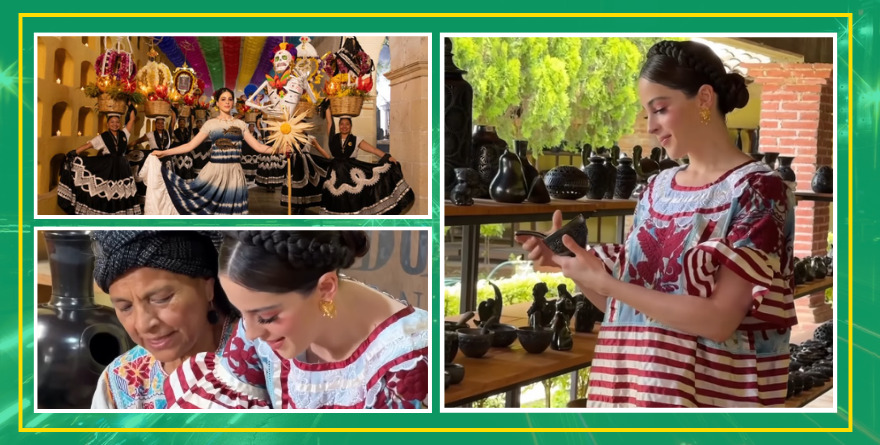 Fátima Bosch en trajes tradicionales de Oaxaca 