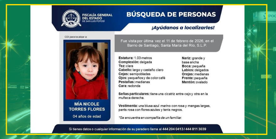 Buscan a Mía Nicole, niña de 4 años