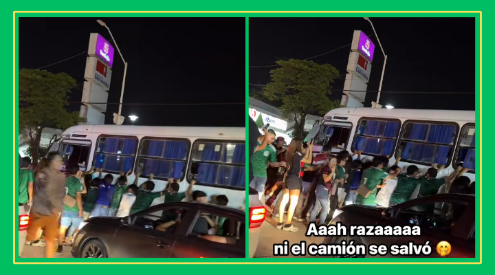 Vallenses festejan triunfo del Tri sacudiendo carros y hasta un autobús