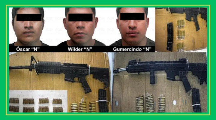 Condenan a más de 10 años de prisión a tres extranjeros detenidos con arsenal en Moctezuma