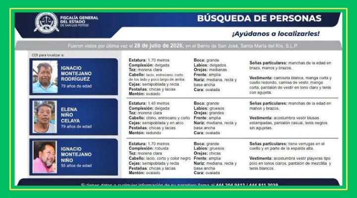 Buscan a tres desaparecidos en Santa María