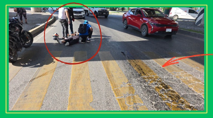 Derrape por aceite en la carretera a Matehuala
