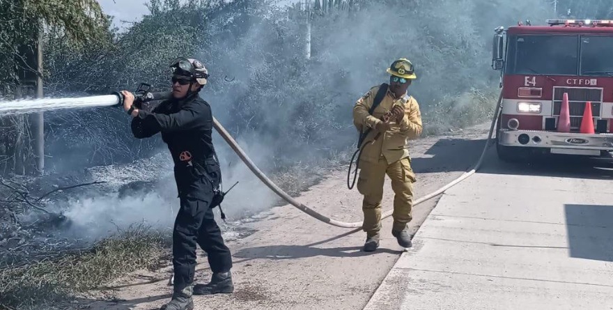 Sofocan incendio de pastizal