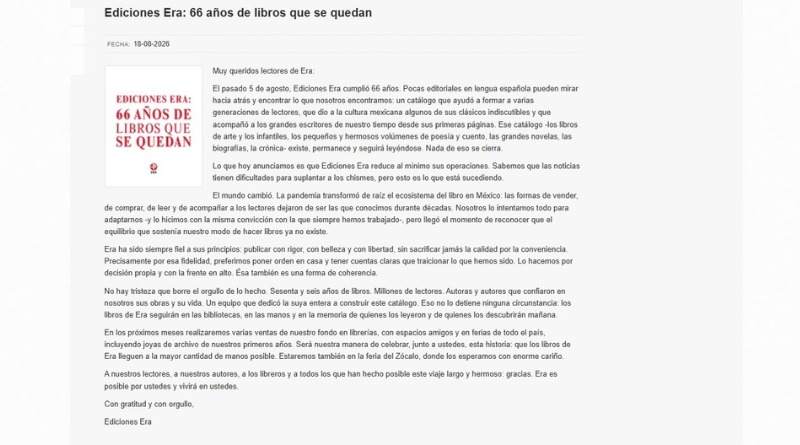 NIEGA ERA CIERRE; REDUCE OPERACIONES