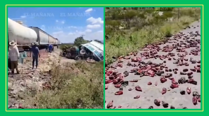 Tren arrolla camión de chiles en CatorceStaff / El Mañana