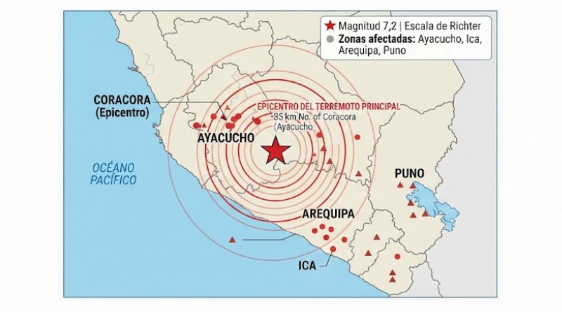 REGISTRA PERÚ VARIAS RÉPLICAS TRAS TERREMOTO DE MAGNITUD 7,2