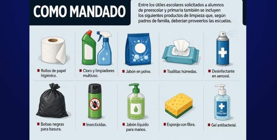 PIDEN EN LISTAS DE ÚTILES CLORO, JABÓN, INSECTICIDA…