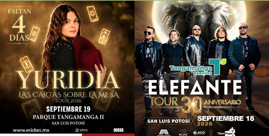 Conciertos de Elefante y Yuridia en SLP