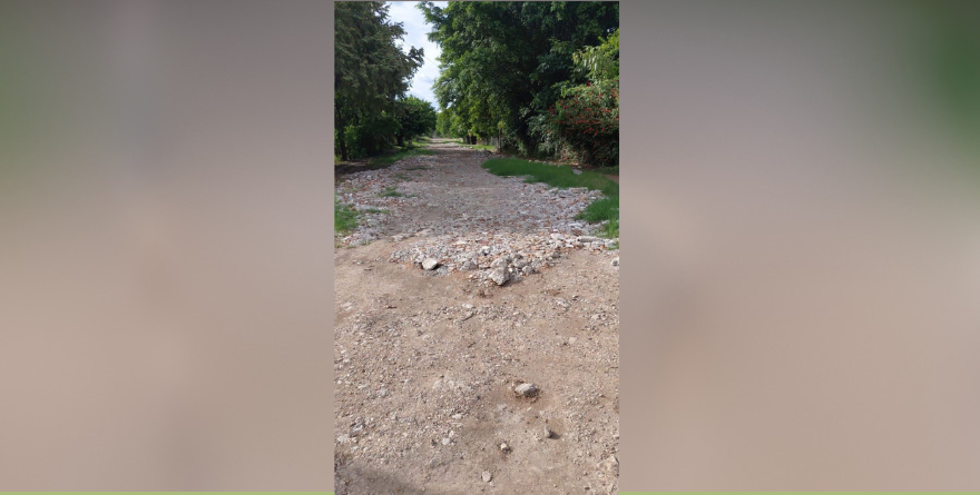 Vecinos tapan baches con escombro ante abandono de calles en El Naranjo