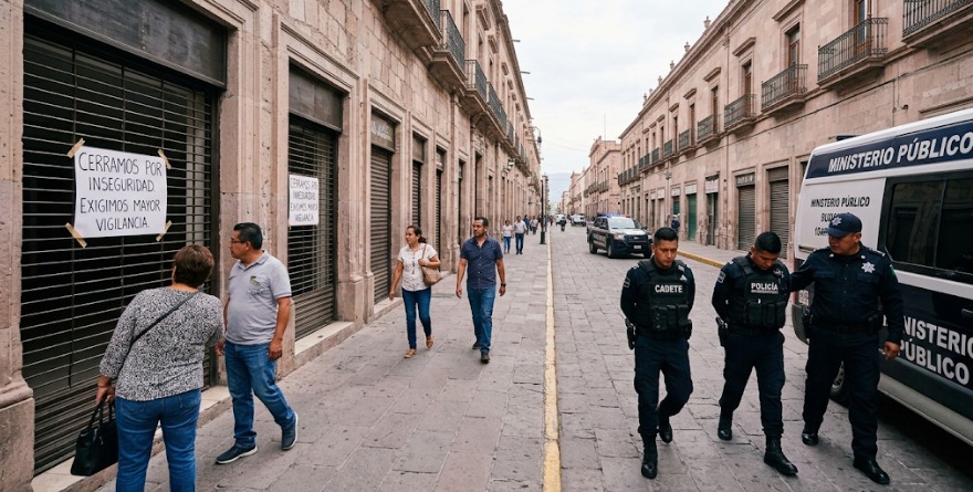 Elementos acusados, comercios cierran