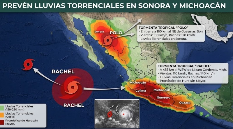 PREVÉN LLUVIAS TORRENCIALES EN SONORA Y MICHOACÁN
