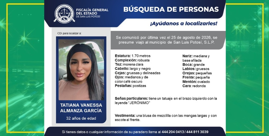 Hallan indicios de Tatiana Vanessa en SLP