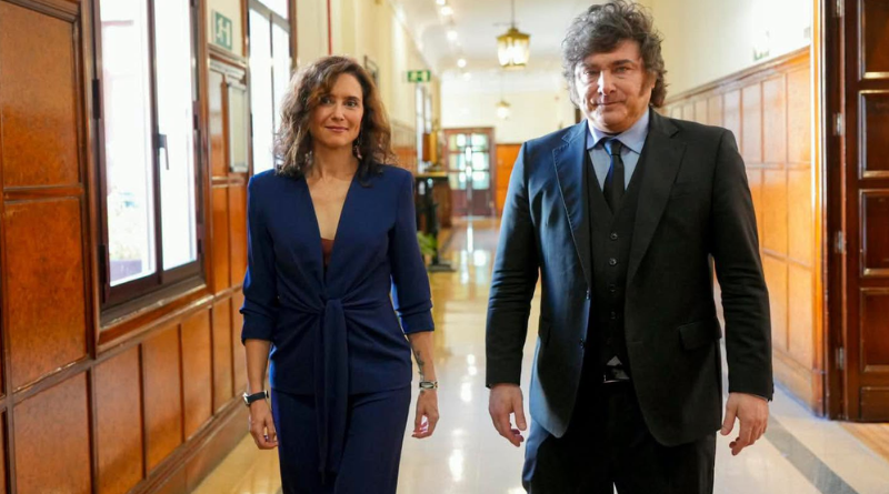 AYUSO, ÚNICA DIRIGENTE DEL PP QUE RECIBE A MILEI EN MADRID