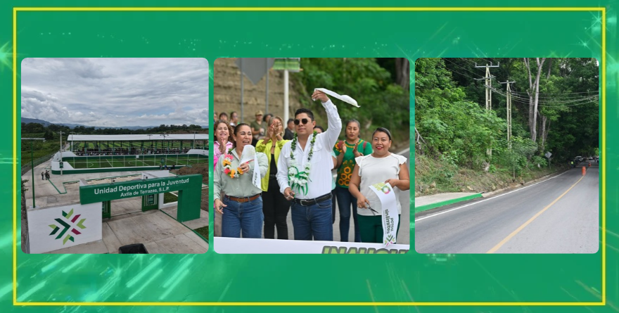 Axtla estrena carretera y espacios deportivos