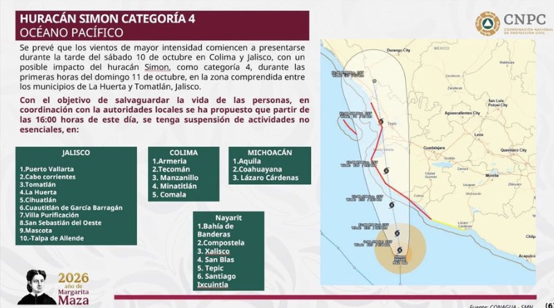 SUSPENDEN ACTIVIDADES NO ESENCIALES EN 4 ESTADOS POR HURACÁN “SIMÓN”